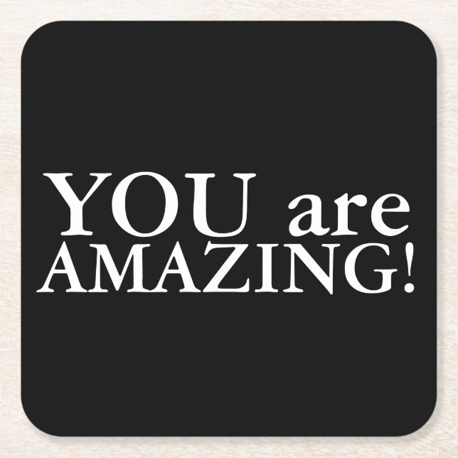 Posavasos Cuadrado De Papel Eres un asombroso gallo negro y blanco. (Anverso)