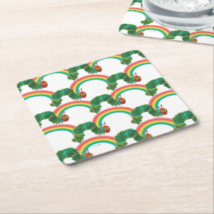 Posavasos Cuadrado De Papel Eric Carle Patrón de oruga muy hambrienta