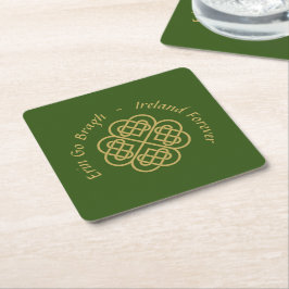 Posavasos Cuadrado De Papel Erin Go Bragh Gold Celtic Shamrock