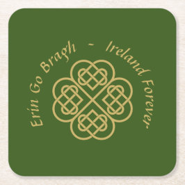 Posavasos Cuadrado De Papel Erin Go Bragh Gold Celtic Shamrock