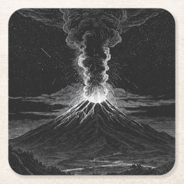 Posavasos Cuadrado De Papel Erupción de blanco y negro en el espacio exterior