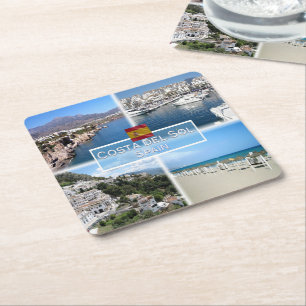 Posavasos Cuadrado De Papel ES Costa del Sol - Nerja - Puerto Banús - Marbella