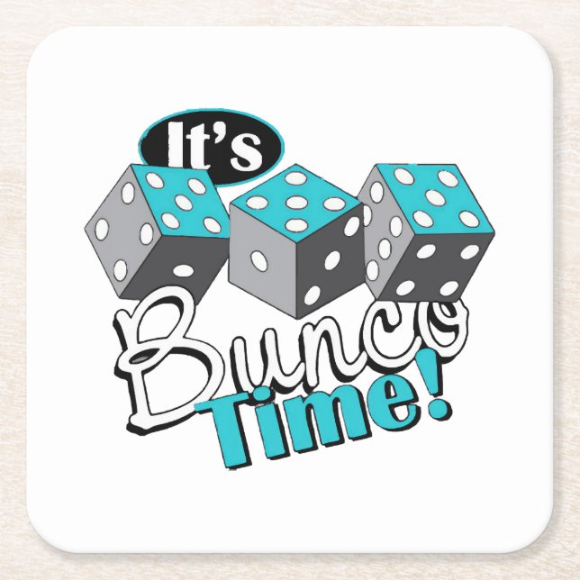 Posavasos Cuadrado De Papel ¡Es hora de Bunco! (Anverso)