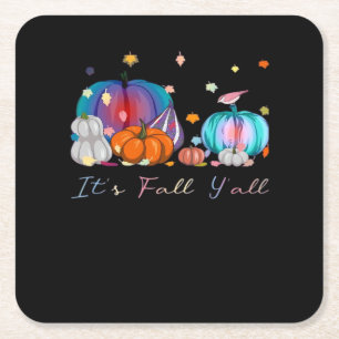 Posavasos Cuadrado De Papel Es la divertida calabaza mágica de Halloween Fall 