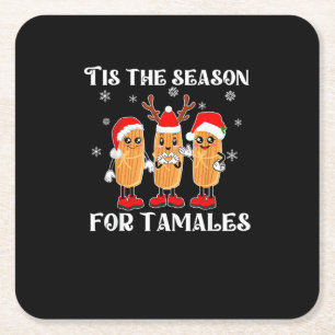 Posavasos Cuadrado De Papel Es la temporada de tamales Navidad mexicana modern
