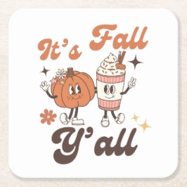 Posavasos Cuadrado De Papel Es Otoño, ¡Todos! – Calabaza Espiciada Otoño Enca