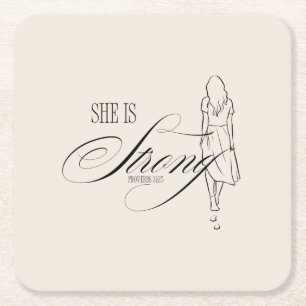 Posavasos Cuadrado De Papel Es proverbios fuertes 31:25