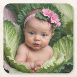 Posavasos Cuadrado De Papel Es un Chica