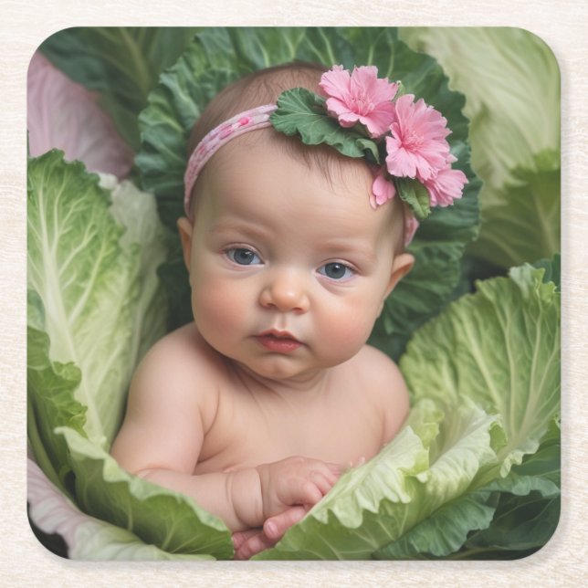 Posavasos Cuadrado De Papel Es un Chica (Anverso)