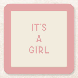 Posavasos Cuadrado De Papel Es una montaña rusa de papel de Baby Shower Chica