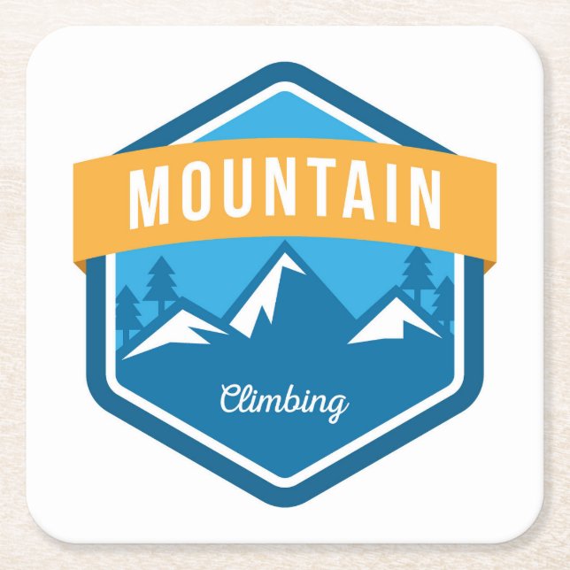 Posavasos Cuadrado De Papel Escalada de montaña (Anverso)