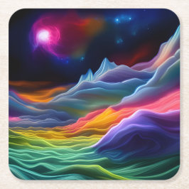 Posavasos Cuadrado De Papel Escape del espacio de fantasía