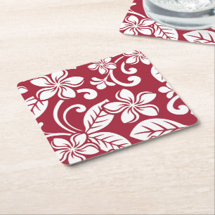 Posavasos Cuadrado De Papel escayola de papel ISLAND PLUMERIA (CARDINAL RED)