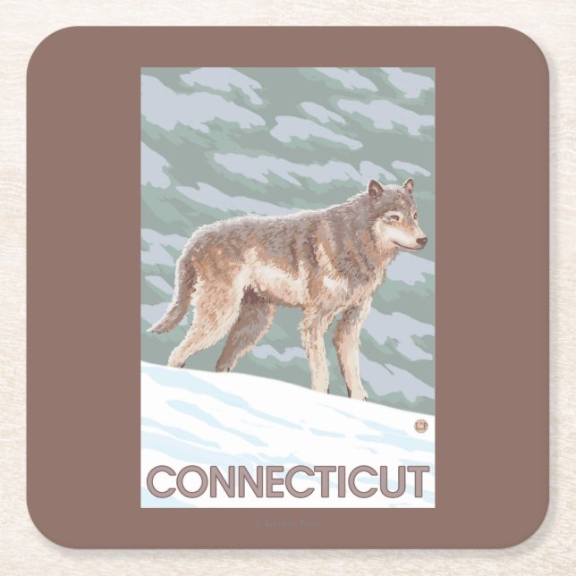 Posavasos Cuadrado De Papel Escena de ConnecticutWolf (Anverso)