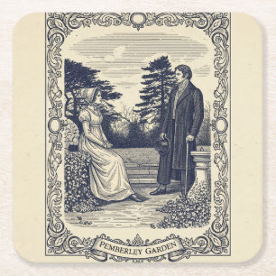 Posavasos Cuadrado De Papel Escena de Darcy y Elizabeth