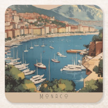 Escena de viaje vintage del puerto de Mónaco con t