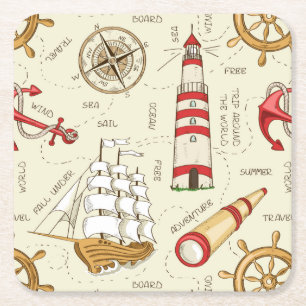 Posavasos Cuadrado De Papel Escena oceánica