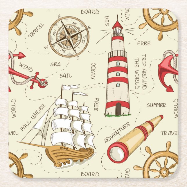 Posavasos Cuadrado De Papel Escena oceánica (Anverso)