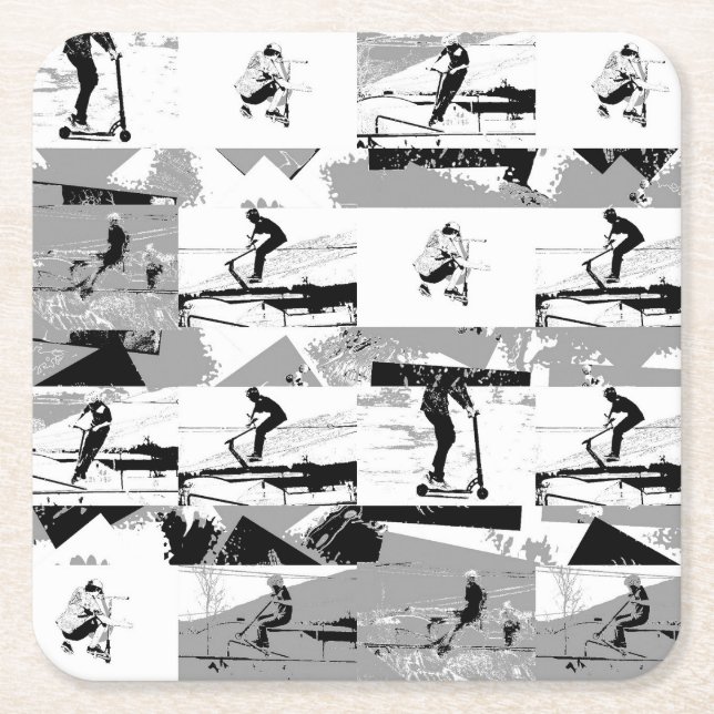 Posavasos Cuadrado De Papel Escoge por ahí - Stunt Scooter Rider (Anverso)