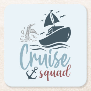 Posavasos Cuadrado De Papel Escuadrón de crucero de Vibes Náuticas
