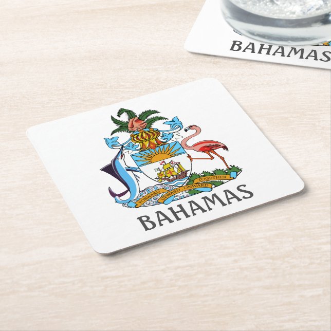 Posavasos Cuadrado De Papel Escudo de armas - Bahamas (En perspectiva)