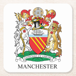Posavasos Cuadrado De Papel Escudo de armas de Manchester