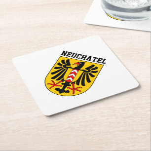 Posavasos Cuadrado De Papel Escudo de armas de Neuchâtel, Suiza