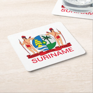 Posavasos Cuadrado De Papel Escudo de armas de Suriname