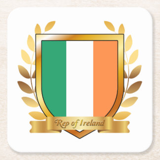Posavasos Cuadrado De Papel Escudo de la bandera de la República de Irlanda