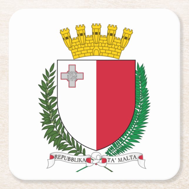 Posavasos Cuadrado De Papel Escudo de Malta (Anverso)