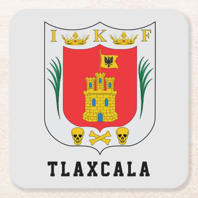 Posavasos Cuadrado De Papel Escudo de Tlaxcala, México (Anverso)