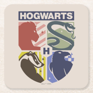 Posavasos Cuadrado De Papel Escudo estampado vintage de HOGWARTS™
