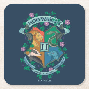 Posavasos Cuadrado De Papel Escudo floral de HOGWARTS™