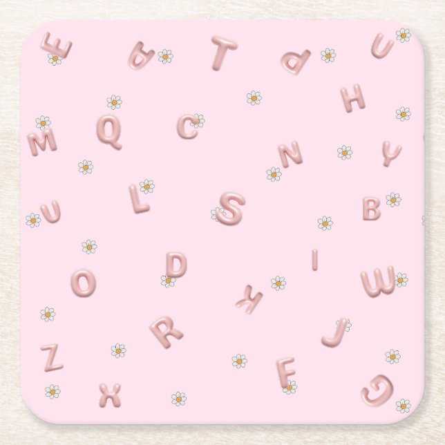 Posavasos Cuadrado De Papel Escuela de niños ABC de kindergarten daisy Balloon (Anverso)