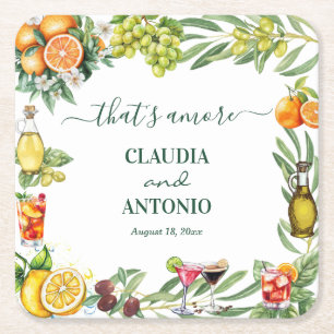 Posavasos Cuadrado De Papel Eso es Amore Boda de Citricos Italianos