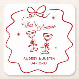 Posavasos Cuadrado De Papel Eso es Amore, Personalizado Red Doodle