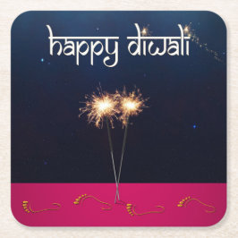 Posavasos Cuadrado De Papel Esparkling Happy Diwali - Pascua de papel