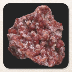 Posavasos Cuadrado De Papel Espécimen Geológico de Calcita y Granate Andradita