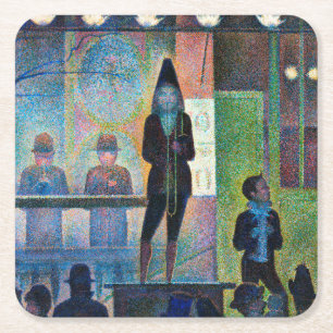 Posavasos Cuadrado De Papel Espectáculo Secundario de Circo, Seurat