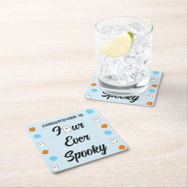 Posavasos Cuadrado De Papel Espeluznante 4º cumpleaños