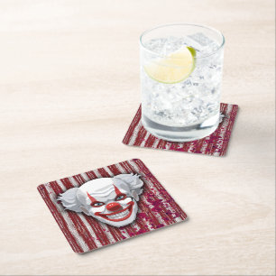 Posavasos Cuadrado De Papel Espeluznante Halloween del Carnaval de Payaso