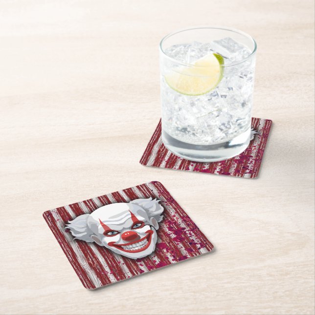 Posavasos Cuadrado De Papel Espeluznante Halloween del Carnaval de Payaso (In situ)