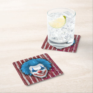 Posavasos Cuadrado De Papel Espeluznante Halloween del Carnaval de Payaso