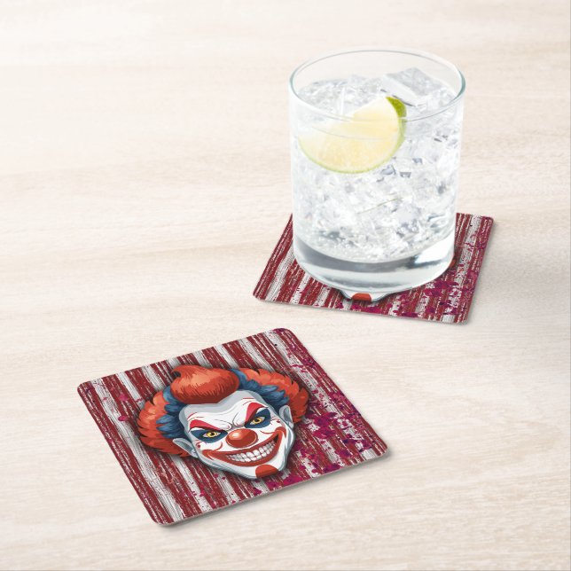 Posavasos Cuadrado De Papel Espeluznante Halloween del Carnaval de Payaso (In situ)