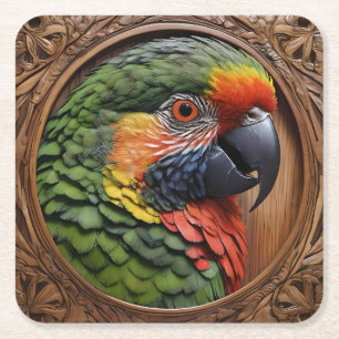 Posavasos Cuadrado De Papel Espíritu Australiano: Un Lorikeet Encaramado En Ma