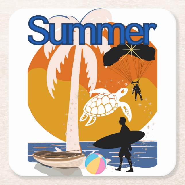 Posavasos Cuadrado De Papel Espíritu de verano (Anverso)