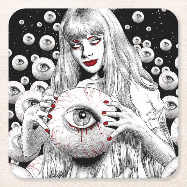 Posavasos Cuadrado De Papel Espíritus de los muertos (Anverso)