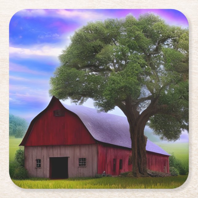 Posavasos Cuadrado De Papel Espléndidas hojas de arce rústico otoñal (Anverso)