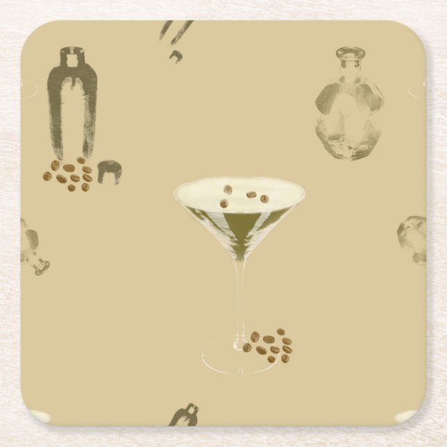 Posavasos Cuadrado De Papel Espresso Martini (Anverso)