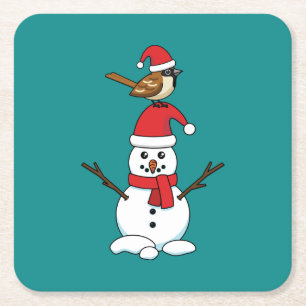 Posavasos Cuadrado De Papel Espuma suave en Snowman